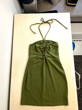 Wild Fable Olive Green Halter Cutout Mini Dress Size S